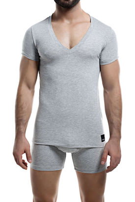 Cut for Men Deep V-neck T-shirt Grey