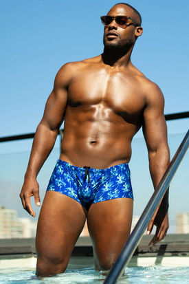 Ergowear FEEL Swim Mini Trunk - Royal Blue Palms