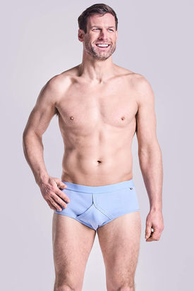 HJ Hall 3 Pack Light Blue Pure Cotton Fly Front Brief