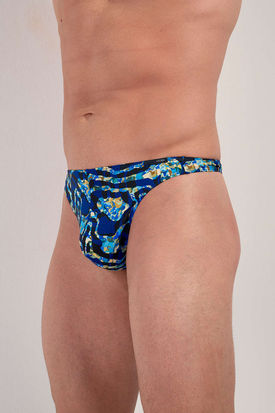 HOM FUNKY STYLE G-String - Navy Blue Print