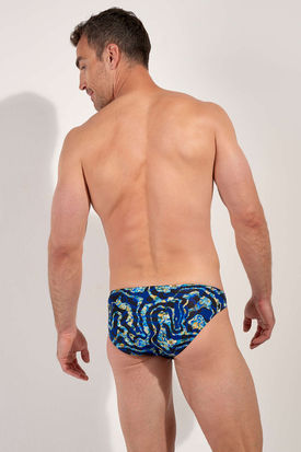 HOM FUNKY STYLE Comfort Micro Brief - Navy Blue Print