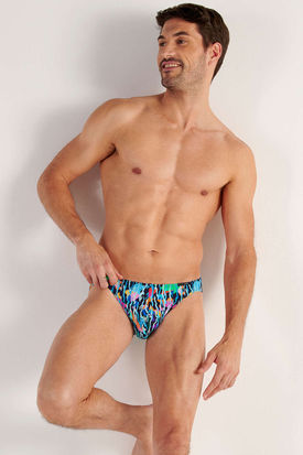 HOM Mens Underwear FUNKY STYLE Comfort Micro Brief - Navy Blue Print