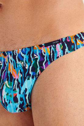HOM Mens Underwear FUNKY STYLE G-String - Navy Blue Print