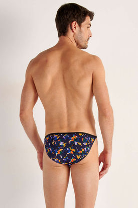 HOM Mens Underwear FUNKY STYLE Tanga Brief - Black Print