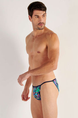 HOM Mens Underwear FUNKY STYLE Tanga Brief - Navy Blue Print