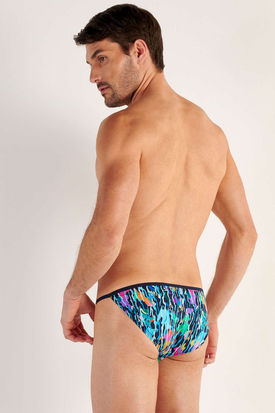 HOM Mens Underwear FUNKY STYLE Tanga Brief - Navy Blue Print