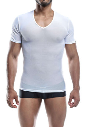 Joe Snyder V-Neck T-Shirt 29 White Mesh