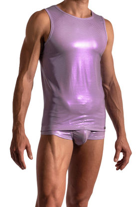 manstore M2198 White/Lilac Slim Tank Top