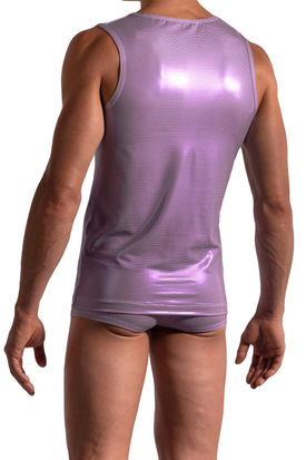 manstore M2198 White/Lilac Slim Tank Top