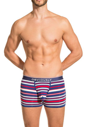 Obviously PrimeMan AnatoMAX Boxer Brief 3 inch Leg Red/Navy/White