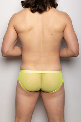 Sukrew Underground Sheer Low-Rise Brief - Acid Yellow